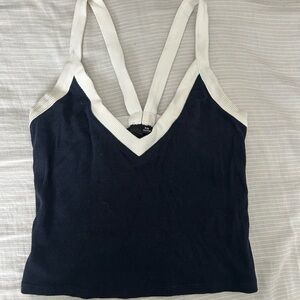 Stylish Women's Navy and White Top